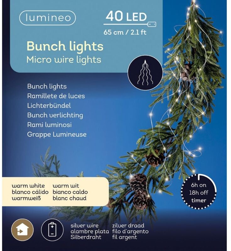 Unbekannt - Lumineo Batterie Micro led Lichterkette Lichterbündel 65 cm 40 Lichter warmweiß