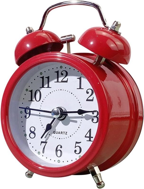 Lautloser analoger Retro-Wecker mit Alarm, integriertem Nachtlicht, kleiner Wecker, batteriebetrieben, Metallwecker für ...