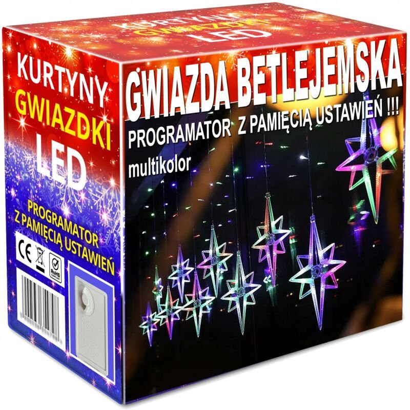 Girlande CURTAIN LED Weihnachtsbaum Lichter hängende Sterne Eiszapfen Fenster STERN