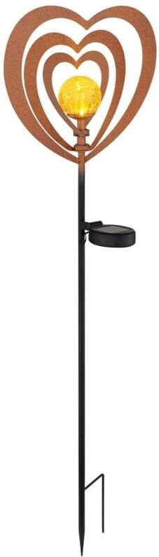 Solarleuchte Gartenleuchte Außenleuchte Metall rostfarben LED Glaskugel H 82 cm