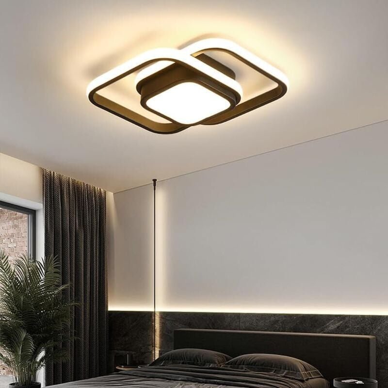 Minimalistische LED-Deckenleuchte für Schlafzimmer, Treppenhäuser, Balkone und Eingangsbereiche – Schwarzer quadratische...