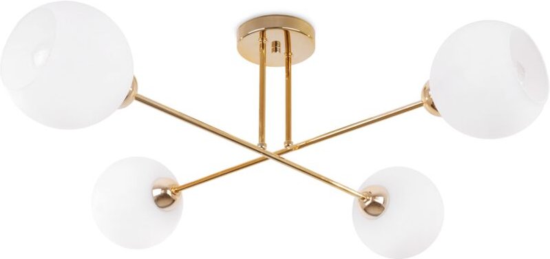 Asturia Gold Deckenleuchte 4 Flache Weisse Lampenschirme E27