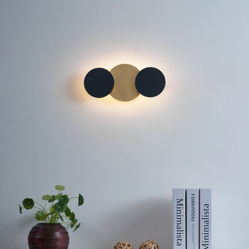 Moderne Wandleuchte Schwarz mit Gold inkl. led 3-Stufen-Dimmbar 3-Lichter - Sunrise 3