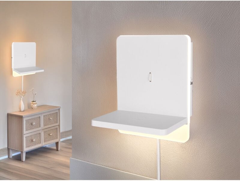 Meinewunschleuchte - 2er Set led Wandleuchten Weiß mit Stecker, Schalter & Ladefunktion, Höhe 20cm