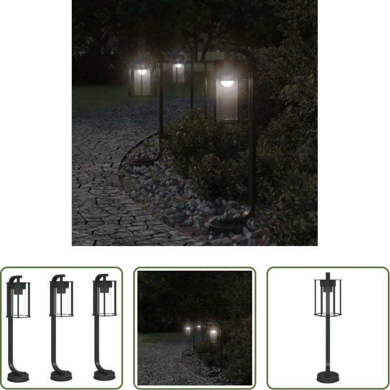 Außenbeleuchtung - Wegeleuchten 3 Stk. Schwarz 60 cm Edelstahl