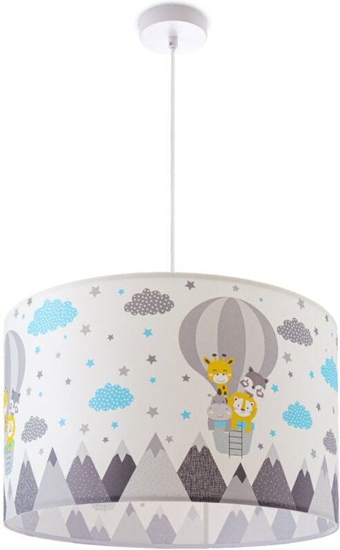 Deckenlampe Kinderzimmer Pendelleuchte Babyzimmer Feuerwehr Straße Polizei E27 Pendelleuchte - Weiß, Design 6 (Ø45,5 cm)...