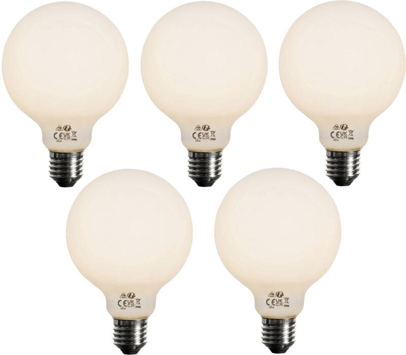 Luedd - 5er Set E27 dimmbare LED-Glühbirnen Opal G95 5W 450lm 3000K
