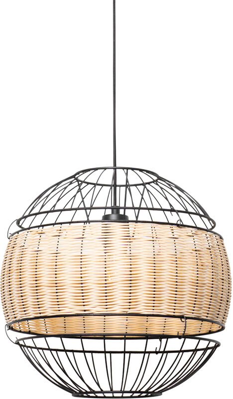 Orientalische Hängelampe schwarz mit Rattan 38 cm - Emir