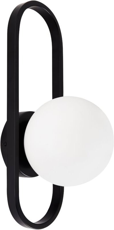 Wandleuchte Schwarz Metallfuß Undurchsichtiger Glaslampenschirm Geometrische Form Modern