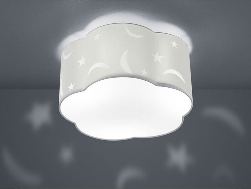 Trio Leuchten - led Deckenleuchte rund Ø40cm in weiß, Stoffschirm mit Mond + Sternen Motiv
