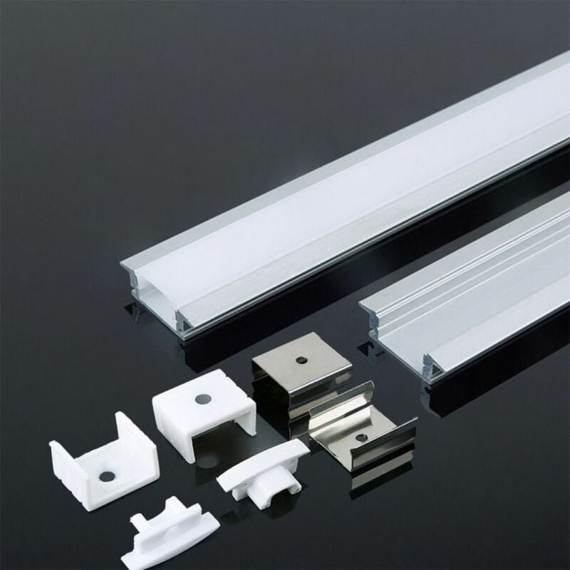 V-tac - Weißes Aluminiumprofil für vertieften LED-Streifen (Max. l: 12,4 mm) 2000 x 24,7 x 7 mm
