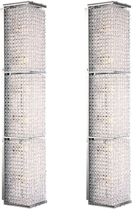 Etc-shop - 2er Set Wand Lampe Acryl Kristalle klar Chrom Leuchte Beleuchtung Licht