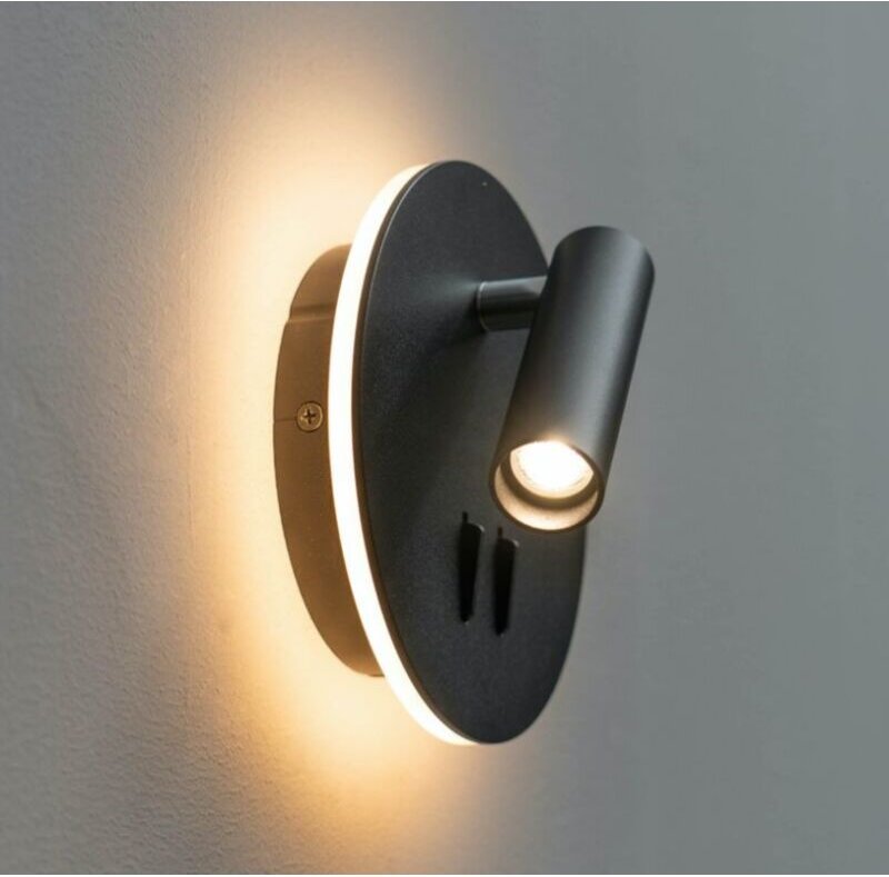 Stilvolle LED-Doppelleseleuchte mit Schalter – Schwarz – Bilbao
