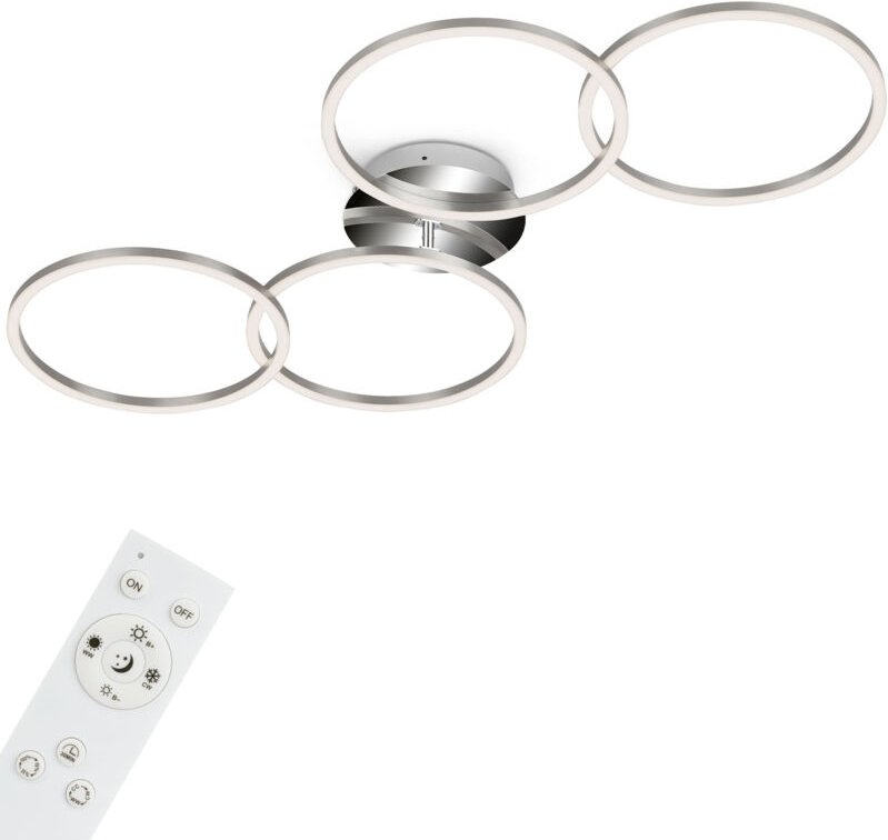 Deckenleuchte BRILONER LEUCHTEN FRAME, 36 W, 3600 lm, IP20, alu-chrom, Metall-Kunststoff, Dimmbar, mit Fernbedienung, CC...