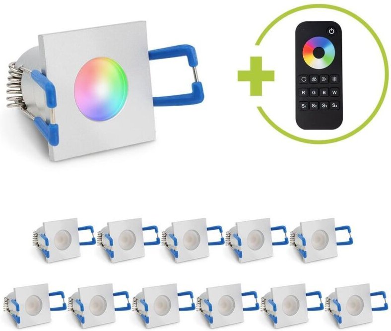 Einbaustrahler Mini Livorno eckig 3W RGBW IP65 - Farbe: silber - Anzahl: 12x