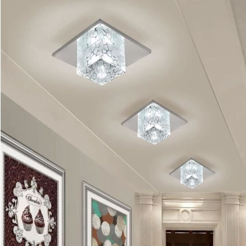 5W LED Deckenleuchte Moderne Kristall Deckenlampe 18cm Würfel Lampenschirm Edelstahl Kronleuchter Schlafzimmer Esszimmer...