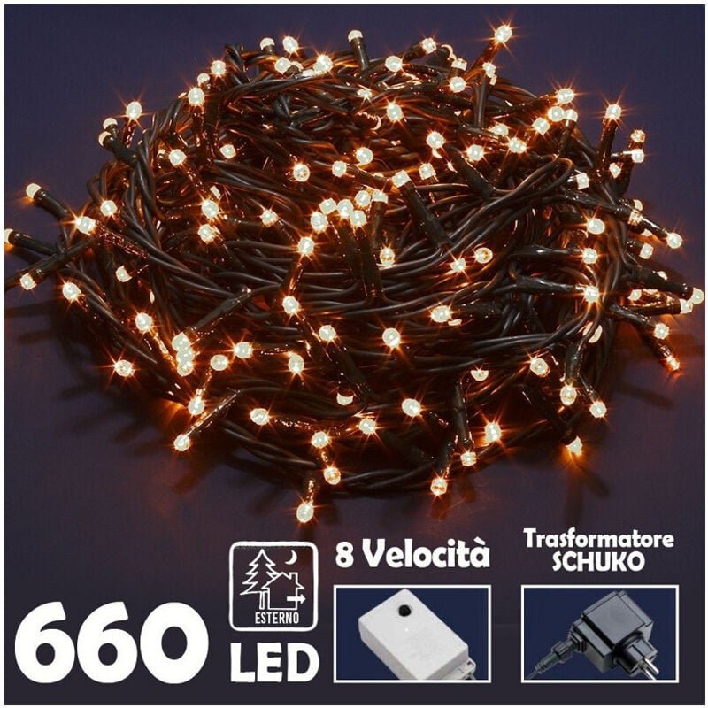 Thumbnail - Trade Shop Traesio - Trade Shop - lichterkette 660 led-leuchten glühwürmchen warmweiss mit 8-FUNKTIONEN-CONTROLLER -