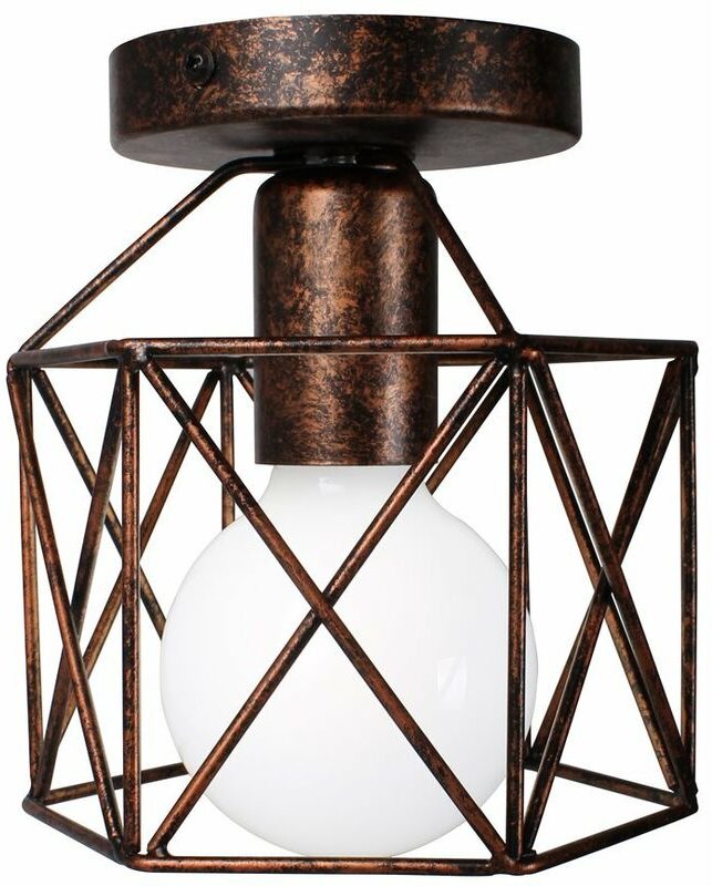 Axhup - Deckenleuchte Vintage Deckenlampe mit Ø15cm Würfel-Form Käfig Semi-Flush Mount Licht mit E27 Fassung für Loft Es...