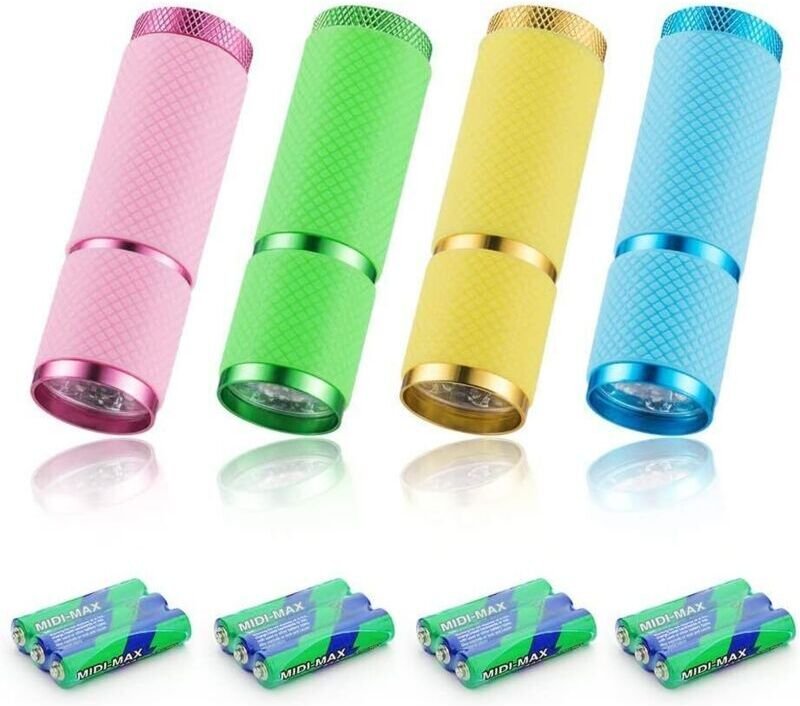 4-teiliges Mini-Taschenlampen-Set, LED-Taschenlampe, Kindertaschenlampe mit fluoreszierendem Griff für Camping, Lesen, S...