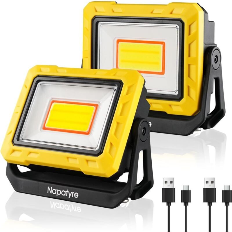 Wiederaufladbare LED-Arbeitsleuchte, 2000 lm LED-Arbeitsleuchte mit 360° drehbarem Magnetfuß, 6 Modi, Mechanikerleuchte ...