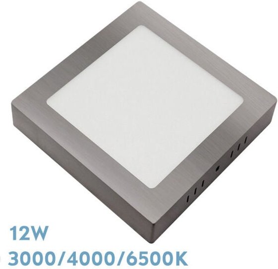 Fabrilamp - Downlight Superf.gabro 12w 3000k-4000k-6500k Nickel 1080lm 3x17x17 Cm