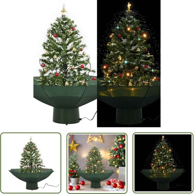 Künstlicher Weihnachtsbaum - vidaXL Schneiender Weihnachtsbaum mit Schirmfuß Grün 75 cm - Schneeflocken