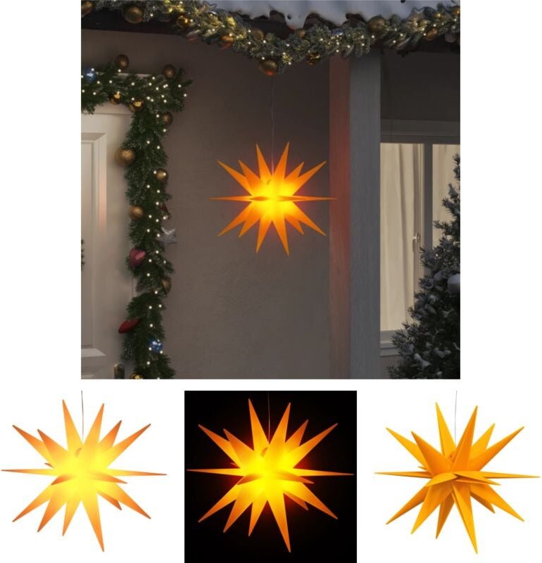 The Living Store LED-Weihnachtsstern Faltbar Gelb 43 cm - Weihnachtsbeleuchtung