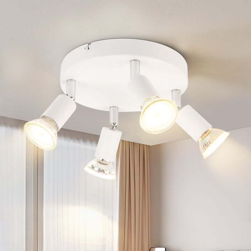 Thumbnail - Led Deckenstrahler Weiß Deckenspots - 4 Flammig Schwenkbar GU10 Metall Deckenlampe Modern Wohnzimmerlampe für Schlafzimm...