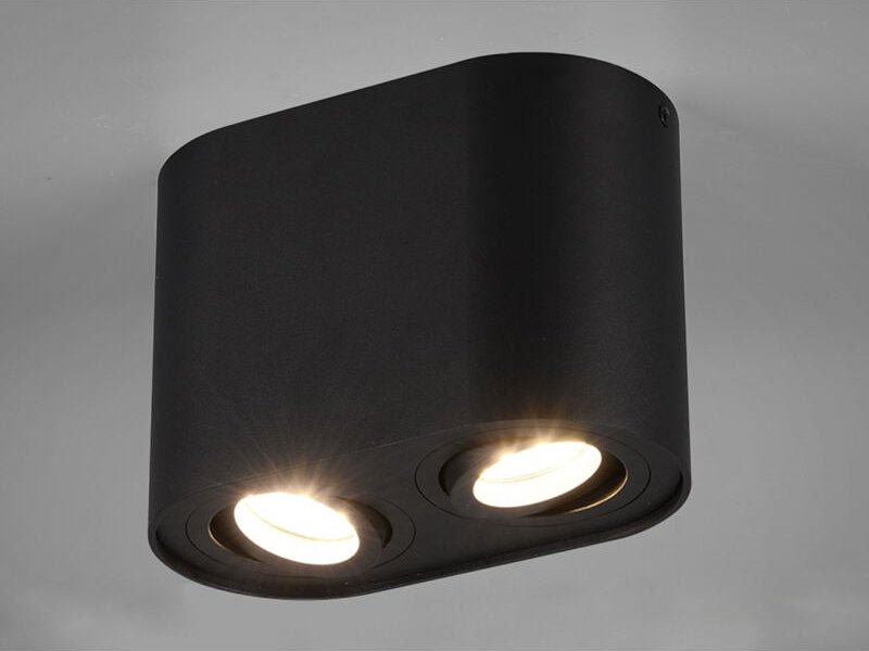 LED Deckenstrahler Schwarz 2-flammig Spots schwenkbar, Breite 17cm