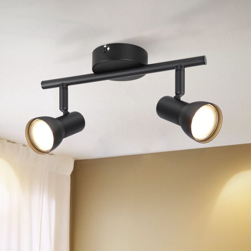 Deckenstrahler 2 Flammig Deckenlampe Flur - Deckenleuchte Schwarz Modern Design Innen Strahler GU10 Deckenspots Metall 3...