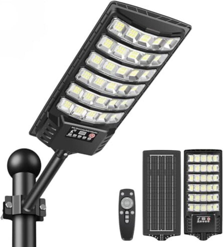 LED-Solarstraßenlaterne für den Außenbereich, IP66 wasserdichtes Flutlicht mit Solarpanel, 6000 K, Bewegungsmelder, Gart...
