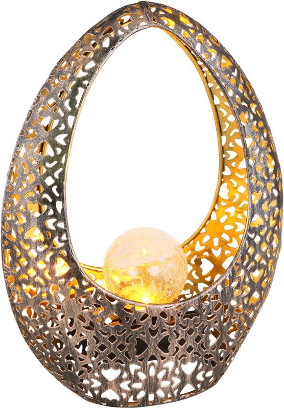 Thumbnail - Solarleuchte mit Crackle Glaskugel, Dekorstanzungen Bronzefarben, Höhe 27,5cm