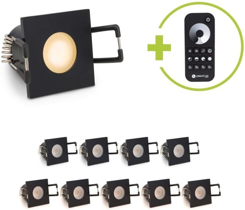 Einbaustrahler Mini Livorno eckig 3W 2700K IP65 - Farbe: schwarz matt - Anzahl: 10x