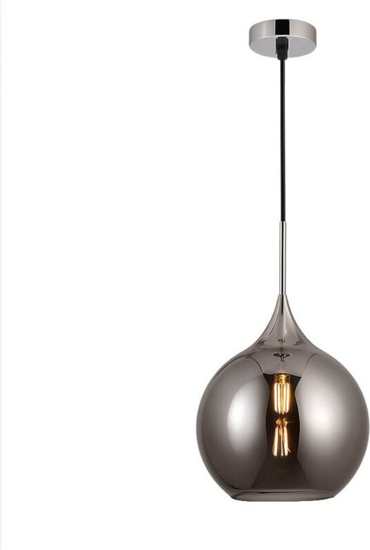 Trade Shop - LAMPADARIO A SOSPENSIONE DECORATIVA IN METALLO CON SFERA IN VETRO ATTACCO E27 IP20 A72 - Silbergrau
