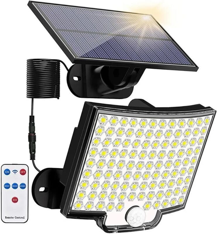 106 LED Solarleuchte Außen mit Bewegungsmelder, IP65 Wasserdicht, 120° Abstrahlwinkel, Solar Wandleuchte für Garten mit ...