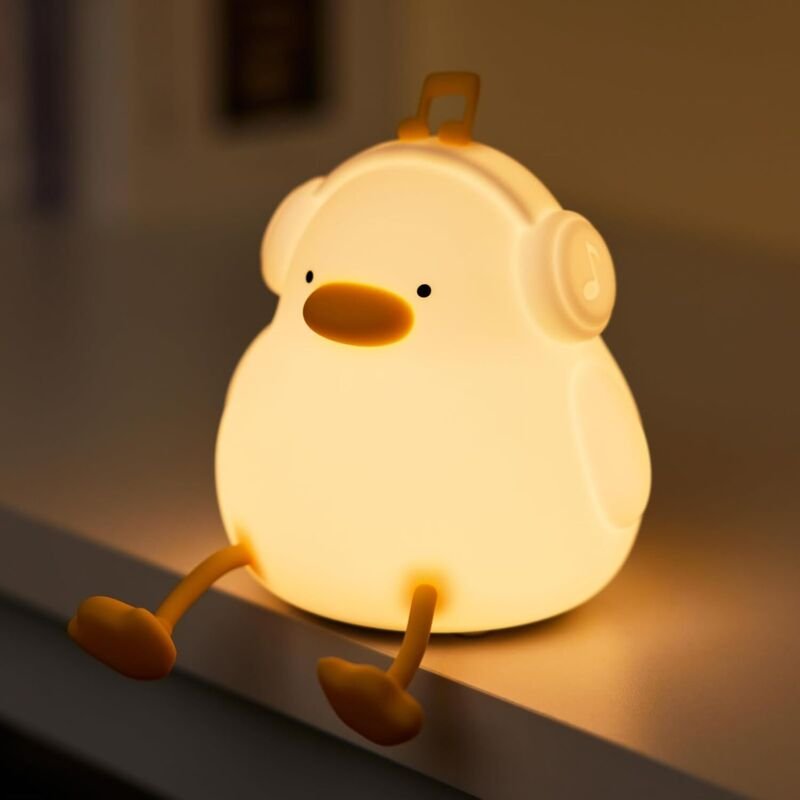 LED-Enten-Nachtlicht für Kinder, niedliche, leuchtende Silikon-Ente mit Knetfunktion, 3-stufig dimmbar, ideal für Baby- ...