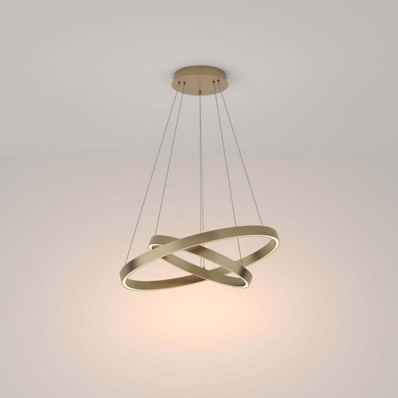 Thumbnail - Rim Twin Ring Moderne 2-flammige integrierte LED-Pendel-Deckenleuchte Messing, 60 cm, 3000 k - Maytoni