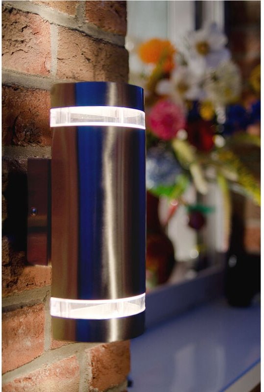 Lutec - Edelstahl led Außenwandleuchte focus, Fassadenbeleuchtung, Up & Downlight