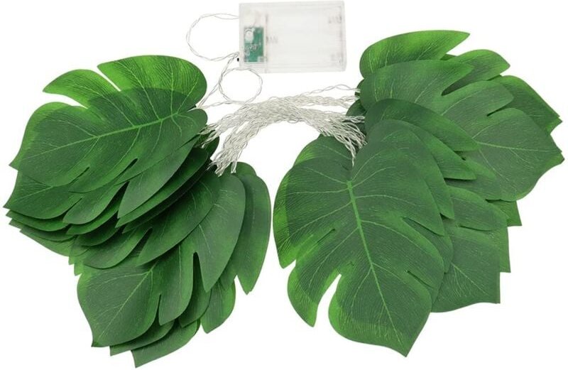 LED-Lichterkette in Blattform, 3 m (9,84 ft), 20 LEDs, mit 20 grünen Blättern, zur Dekoration von Gärten, Höfen, Häusern...