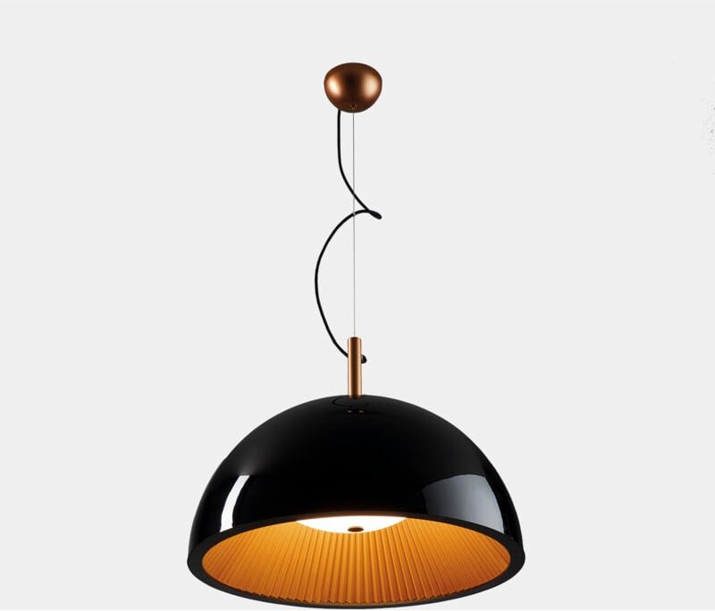 Grok - 3 Light Large Dome Deckenanhänger Schwarz, Gold, E27 - Leds-c4