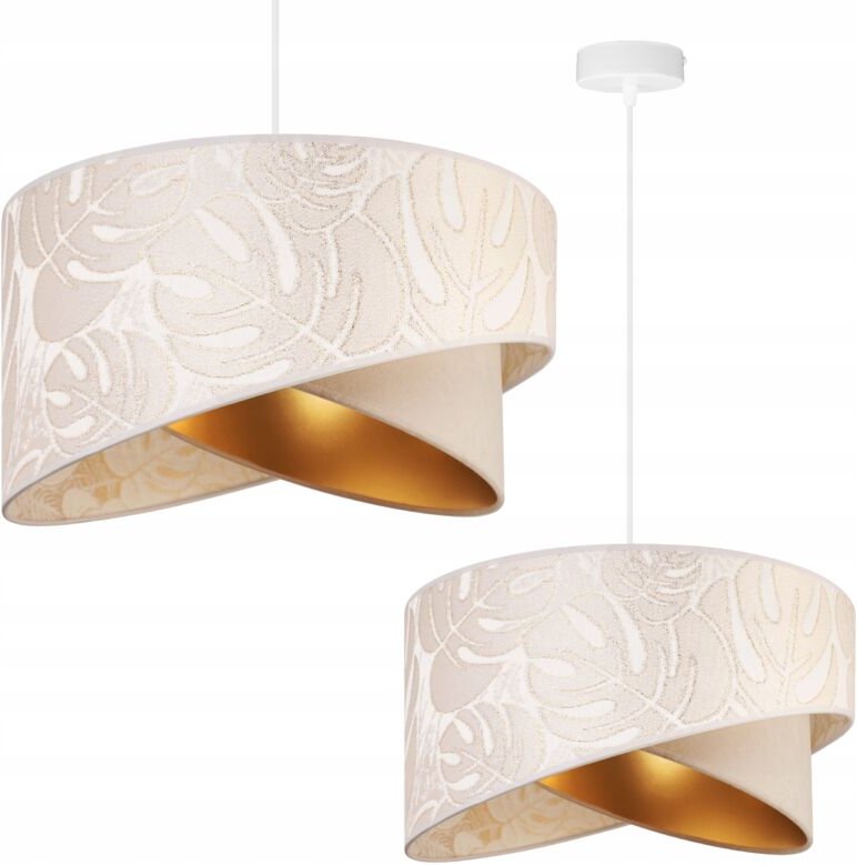 DECKENHÄNGELAMPE, SCHRÄGER LAMPENSCHIRM, BLÄTTER, 45 cm