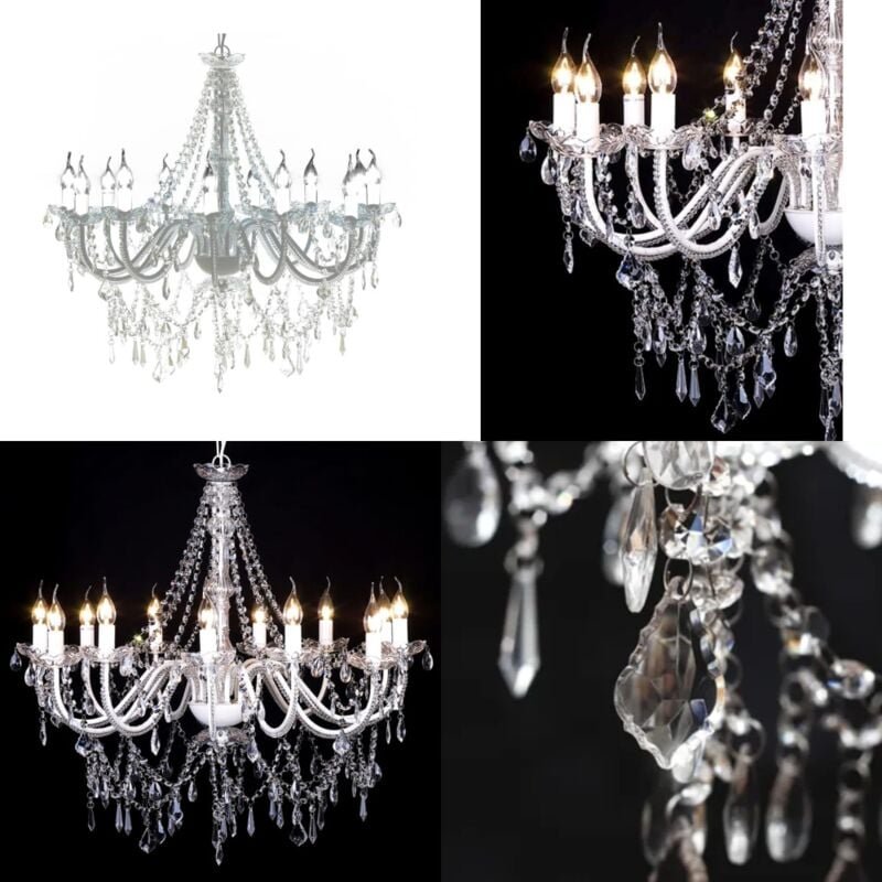 Vidaxl - Kronleuchter mit 1600 Kristallen - Kronleuchter - Lampe - Home & Living - Weiß