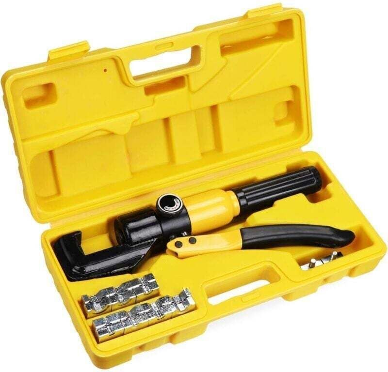 Hydraulische Crimpzange mit 10 Tonnen Schließkraft und 9 Pressbacken, Ratschen-Crimpzange für Kabelquerschnitte von 4–70...