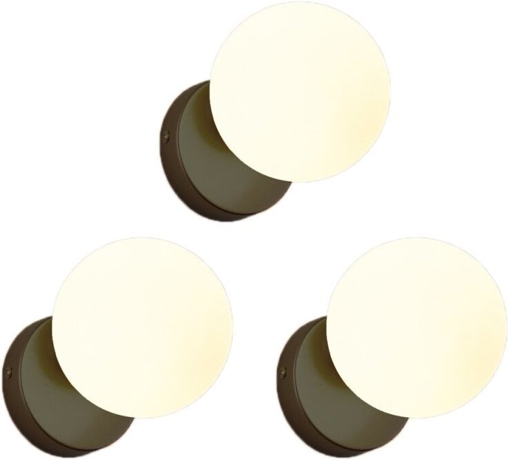 3 Stück Moderne Wandleuchte Innen Kugel Wandlampe mit Glaskugel Lampenschirm Ø15CM Wandbeleuchtung E27 Cremeweiß + Schwa...