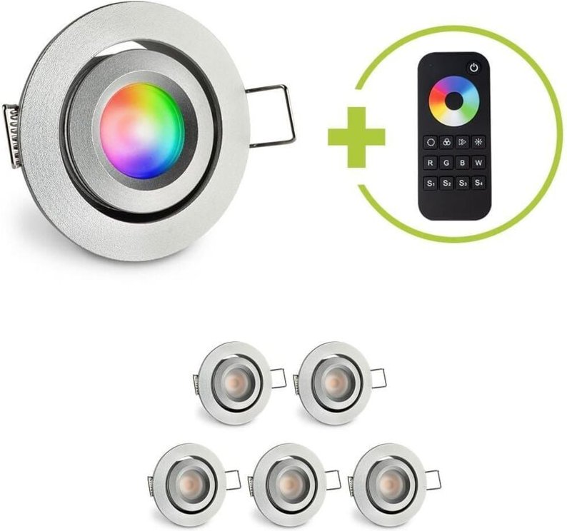 Einbaustrahler Mini schwenkbar Matera 3W RGBW IP44 - Farbe: silber - Anzahl: 6x