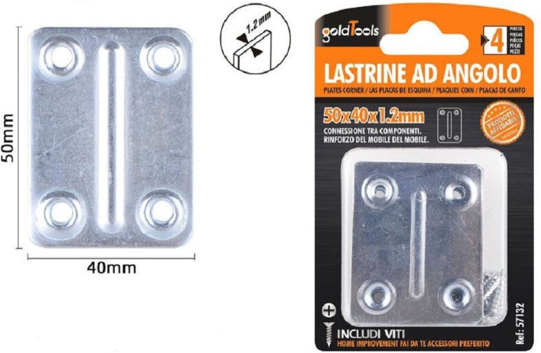 Trade Shop Traesio - Trade Shop - set 4 stück platten plattenverbindungsplatte 50X40X1,2MM mit mobilen schrauben 57132 -