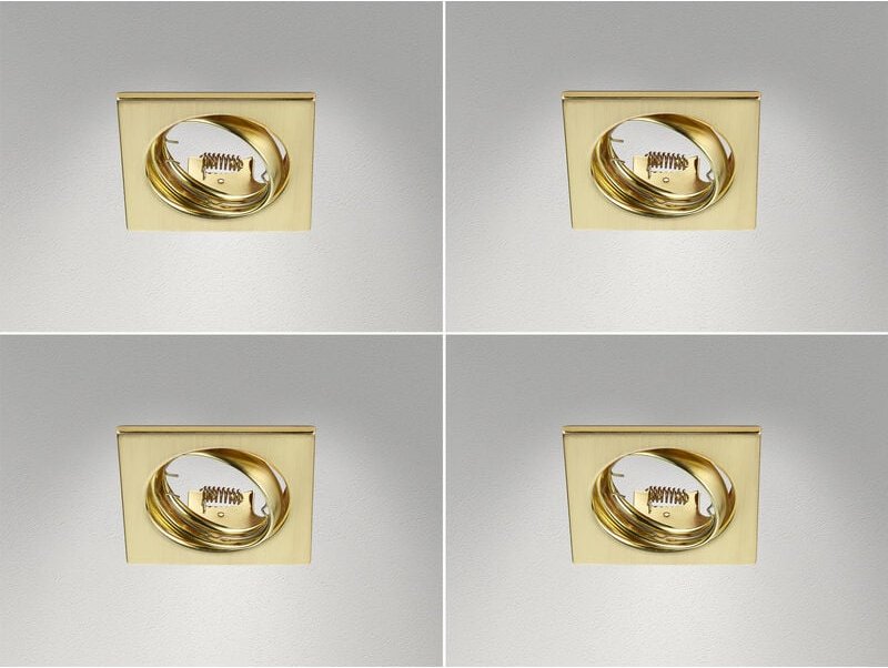 Eckige Einbaustrahler Decke im 4er Set schwenkbar Messing matt GU10
