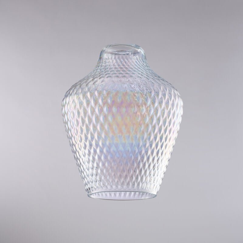 Diffusore in vetro soffiato trasparente con decoro in rilievo H.27 - Ø21