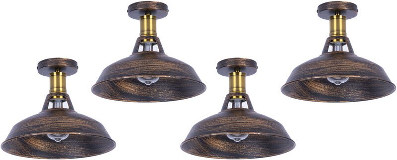 Thumbnail - Axhup - Deckenlampe Industriell Vintage Deckenleuchte Eisen 27cm Lampenschirm Bronze Lampe für Flur, Balkon, Treppe - 4 ...