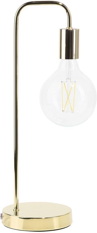 Tischlampe Gold Metall 48 cm Glühbirnen-Optik langes Kabel mit Schalter Bogenlampe Modernes Design
